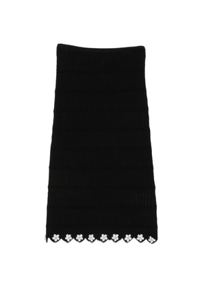 Maje flower-embellished midi knitted skirt - Black