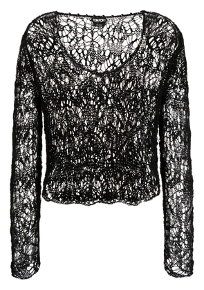 TOM FORD boat-neck open-knit top - Black