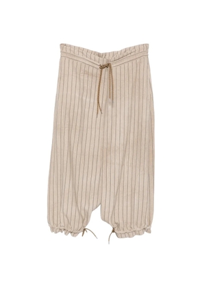 Emporio Armani vertical-stripe drawstring-fastening trousers - Neutrals