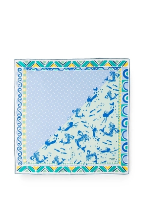 Prada printed silk twill scarf 55 - Blue