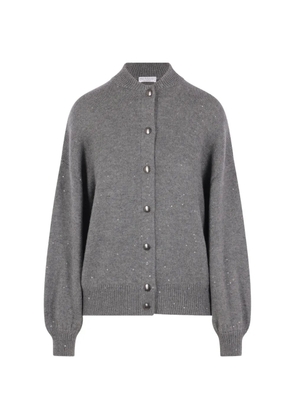 Brunello Cucinelli sequin-embellished button-up cardigan - Grey