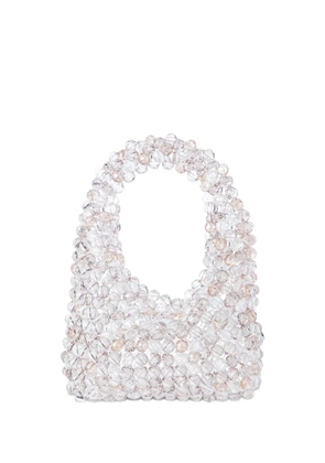 0711 Jodie beaded tote bag - White