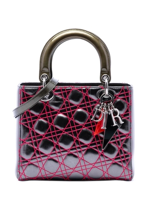 Christian Dior Pre-Owned 2011 Anselm Reyle Medium Metallic Lambskin Cannage Lady Dior satchel - Grey