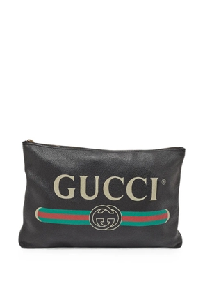 Gucci Pre-Owned Logo Portfolio grained clutch bag - Black