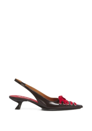 Marni deep brown leather Kat slingback pumps