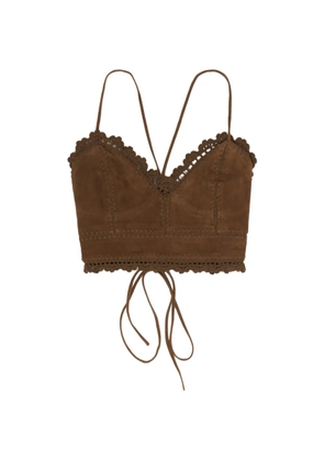 Bimba y Lola crochet-trim lace-up top - Brown