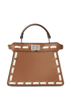 FENDI Peekaboo ISeeU whipstitch leather small shoulder bag - Brown