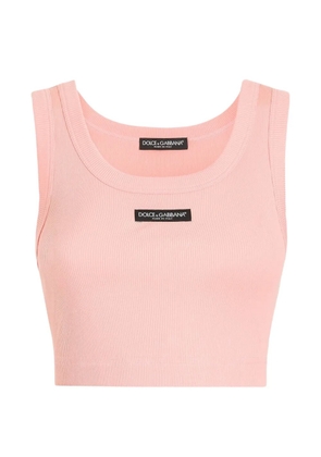 Dolce & Gabbana cotton cropped tank top with logo - Pink