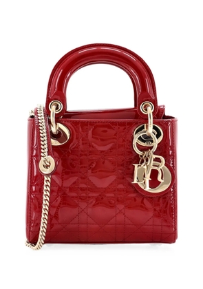 Christian Dior Pre-Owned Lady Dior Chain Bag Cannage Quilt Patent Mini satchel - Red