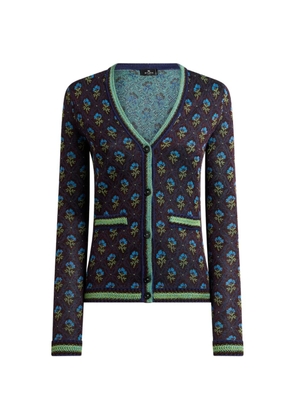 ETRO jacquard cardigan with diamond flower-motif - Brown