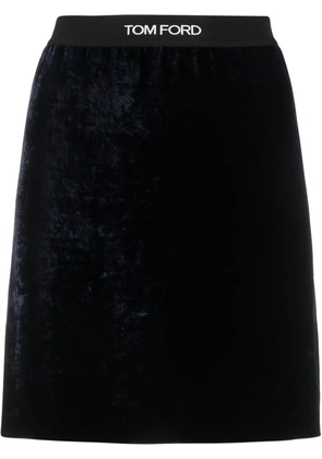 TOM FORD logo-intarsia velvet miniskirt - Blue