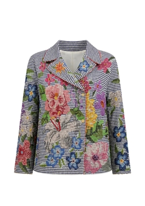 Pero floral-embroidered single-breasted blazer - Blue