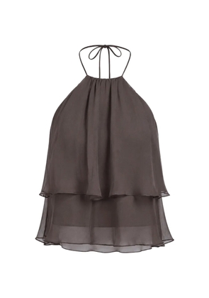 The Sei ruffled halterneck top - Brown