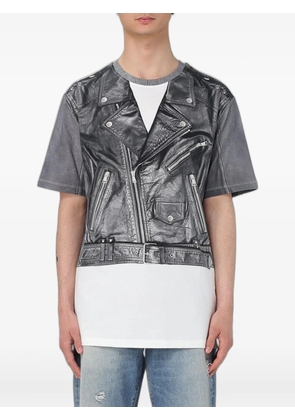 Balmain biker-print T-shirt - Grey