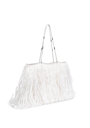 Bimba y Lola large fringed woven shoulder bag - White