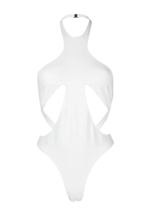 Mugler halterneck cut-out swimsuit - White