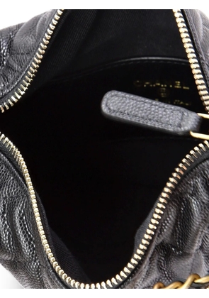 CHANEL Pre-Owned Double Chain Bow Pouch Quilted Caviar Mini hobo bag - Black