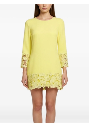 Ermanno Scervino long-sleeve lace-trim mini dress - Yellow