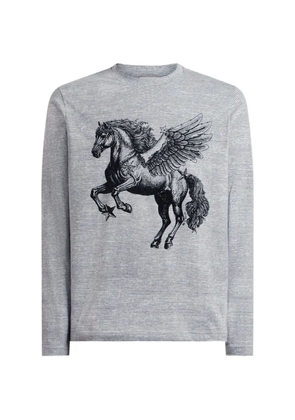 ETRO cotton sweater with placed Pegaso-print - Grey