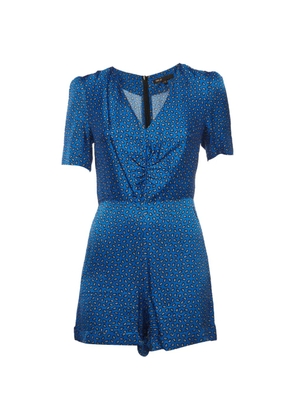 Maje printed satin playsuit - Blue