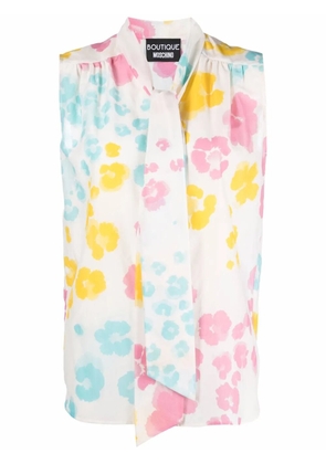 Boutique Moschino floral-print sleeveless blouse - White
