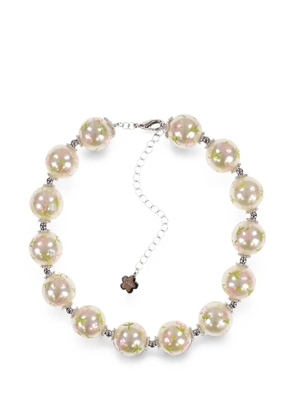 YVMIN floral-print pearl necklace - Silver