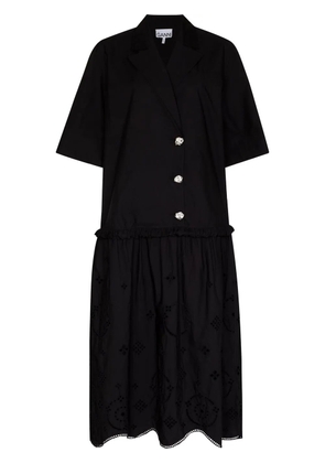 GANNI broderie-anglaise shirt dress - Black