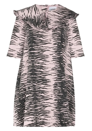 GANNI tiger-print shift minidress - Black