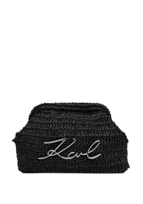 Karl Lagerfeld K/Signature crochet clutch bag - Black