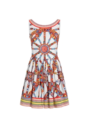 Dolce & Gabbana Carretto-print poplin midi dress - White