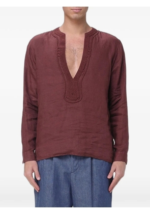 Emporio Armani crochet-trim linen shirt - Red