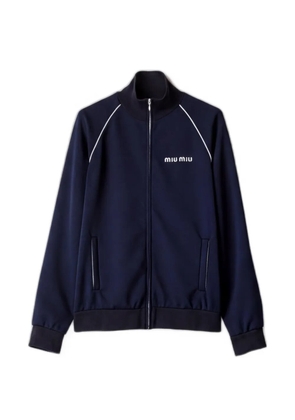Miu Miu logo-detail zip-fastening sweatshirt - Blue