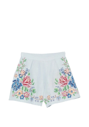 orsina floral-embroidered shorts - Blue