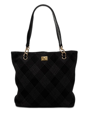 CHANEL Pre-Owned 2002-2003 CC Stitched Suede tote bag - Black