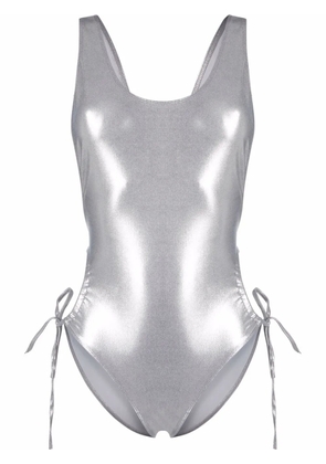 ISABEL MARANT metallic cut-out detail swimsuit - Silver