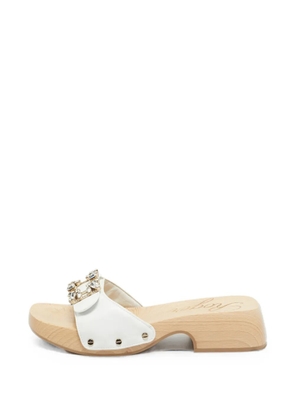Roger Vivier Vintage crystal-embellished buckle sandals - White