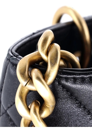 CHANEL Pre-Owned CC Top Handle Chain Shopping Quilted Lambskin Small tote bag - Black