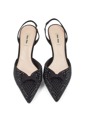 Miu Miu Pre-Owned crystal-embellished bow pumps - Black