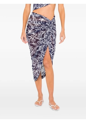 JBQ Scorpio floral-print twisted midi skirt - Blue