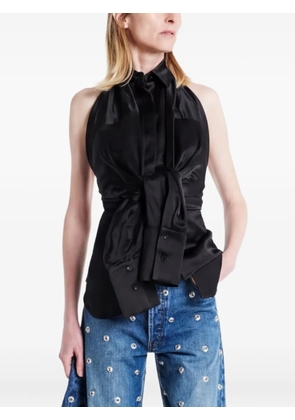 A.W.A.K.E. Mode halterneck tie-front top - Black