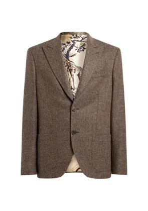 ETRO single-breasted wool-blend basketweave jacket - Brown