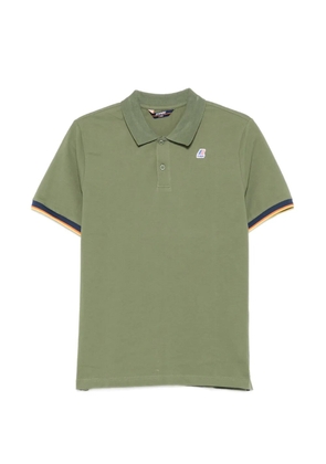 K-Way Vincent logo-patch striped-trim polo shirt - Green