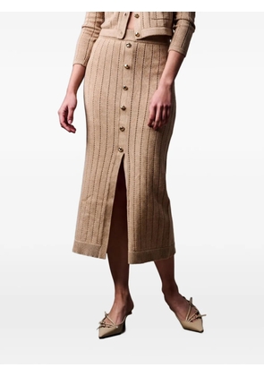 HEVRON Mia pointelle-knit skirt - Neutrals