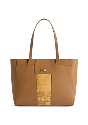 ALVIERO MARTINI 1° CLASSE large Bloom City Geo Map-print tote bag - Brown
