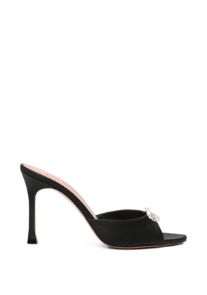 Amina Muaddi Mini Camelia crystal-buckle satin sandals - Black