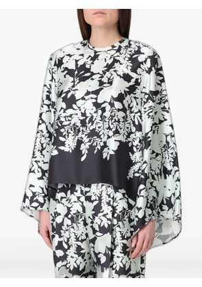 Agnona floral-print silk blouse - Black