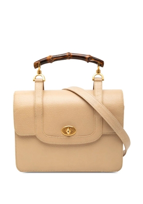 Gucci Pre-Owned 20th Century Calfskin Turnlock Bamboo Top Handle Bag satchel - Neutrals