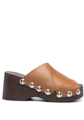 GANNI stud-detail open toe sandals - Brown