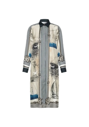 Max Mara nautical-print silk midi dress - Neutrals
