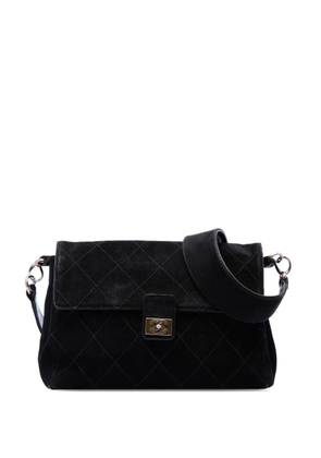 CHANEL Pre-Owned 2002-2003 CC Quilted Suede Wild Stitch Flap shoulder bag - Black
